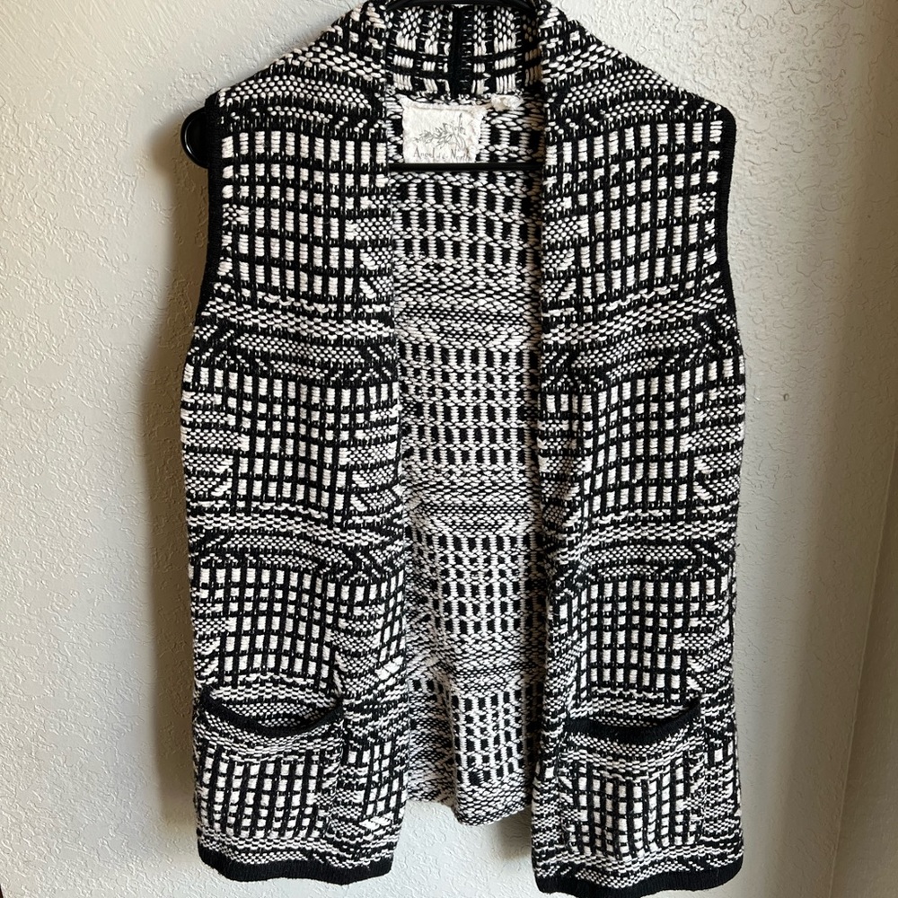 Anthropologie black and white vest